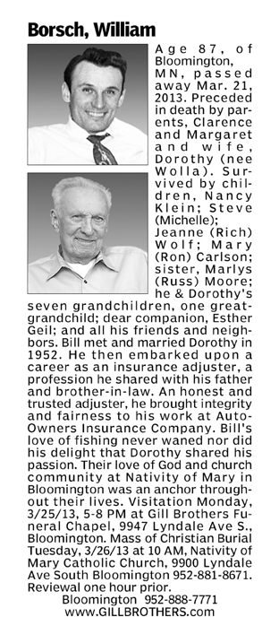William Borsch obituary published in the Minneapolis StarTribune on Sunday, March 24, 2013